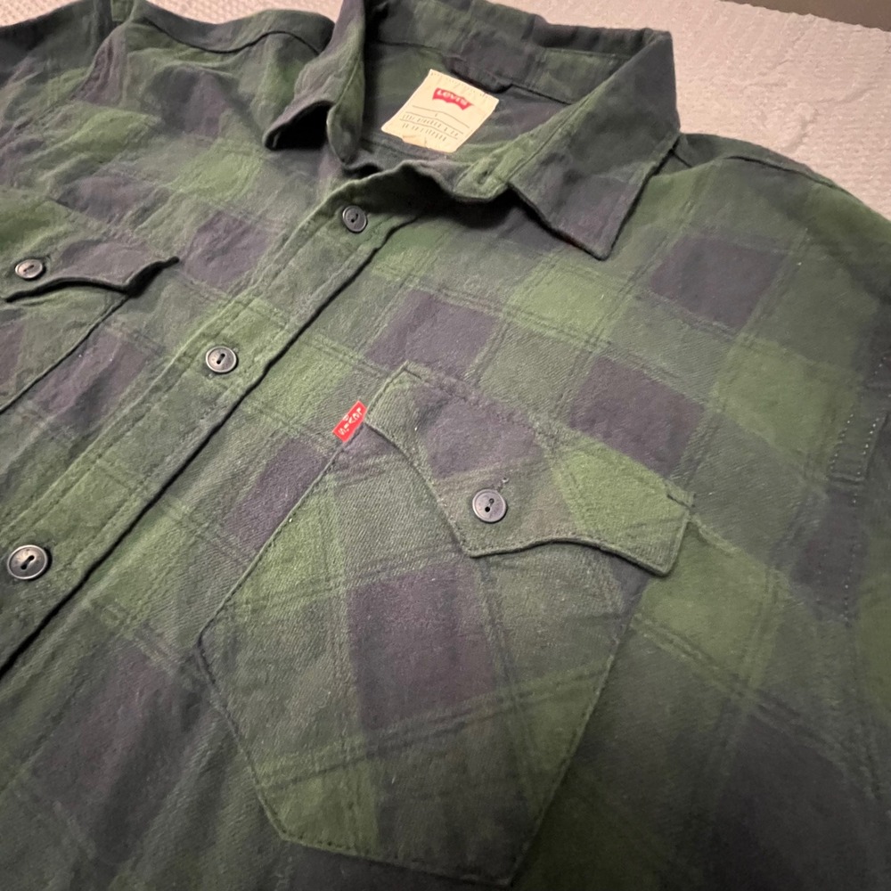 Levi's Forest Green and Charcoal Plaid Shirt
